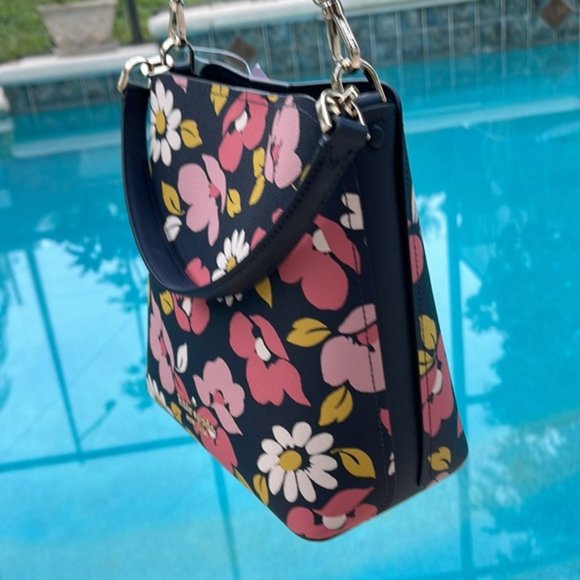 Kate Spade Darcy Small Bucket Bag Road Trip Floral Blue Multi - Picture 4 of 16